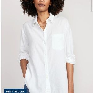 White linen boyfriend shirt